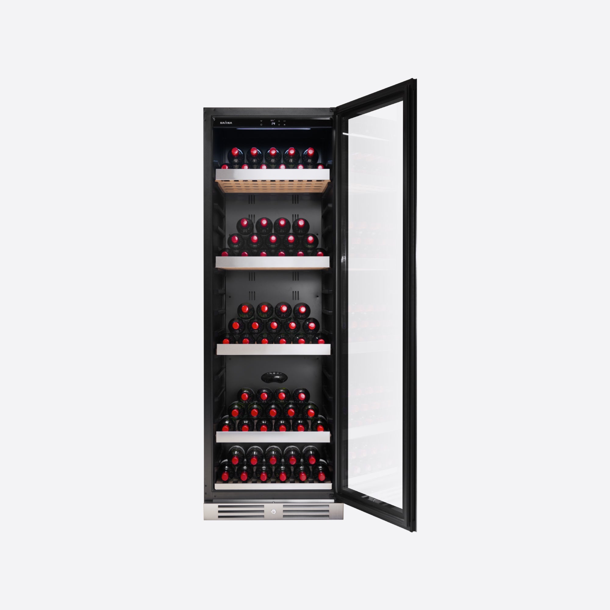 196 Bottles Wine Chiller Steel Series with 5 Wooden Shelves KN168EWS/KN168EWT