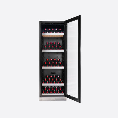 196 Bottles Wine Chiller Steel Series with 5 Wooden Shelves KN168EWS/KN168EWT
